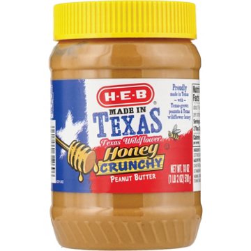H-E-B Made in Texas Crunchy Peanut Butter - Texas Wildflower Honey, 18 oz