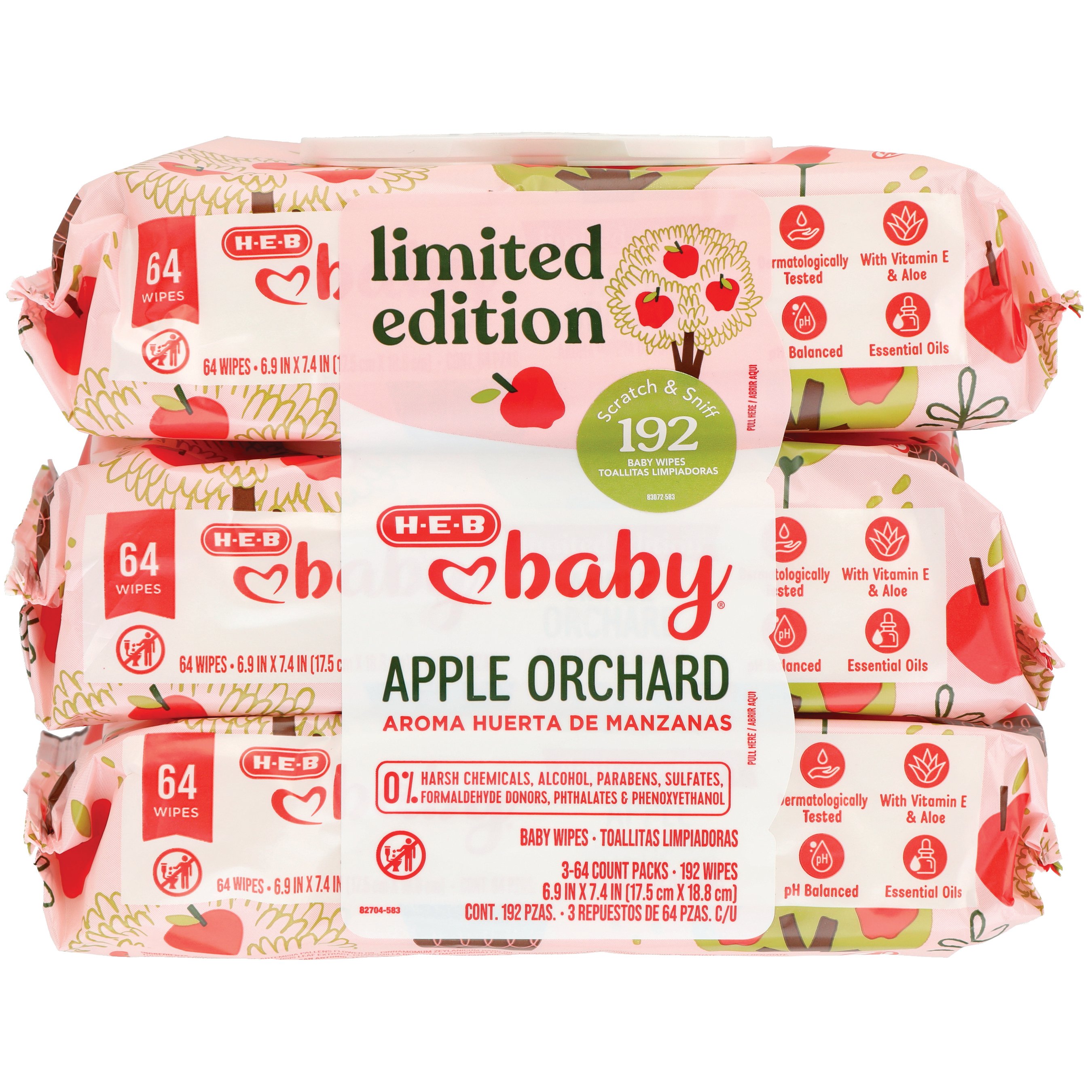 HEB Baby Apple Orchard Wipes, 3 Pk Shop Baby wipes at HEB