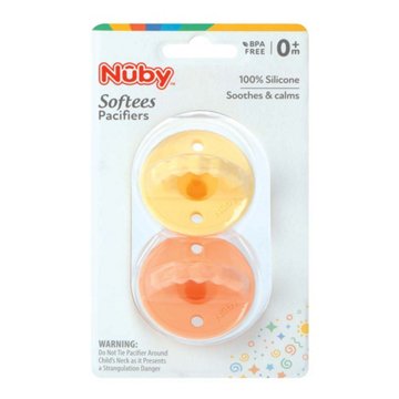 Nuby Softees Silicone Pacifiers (0+ Months), 2 ct