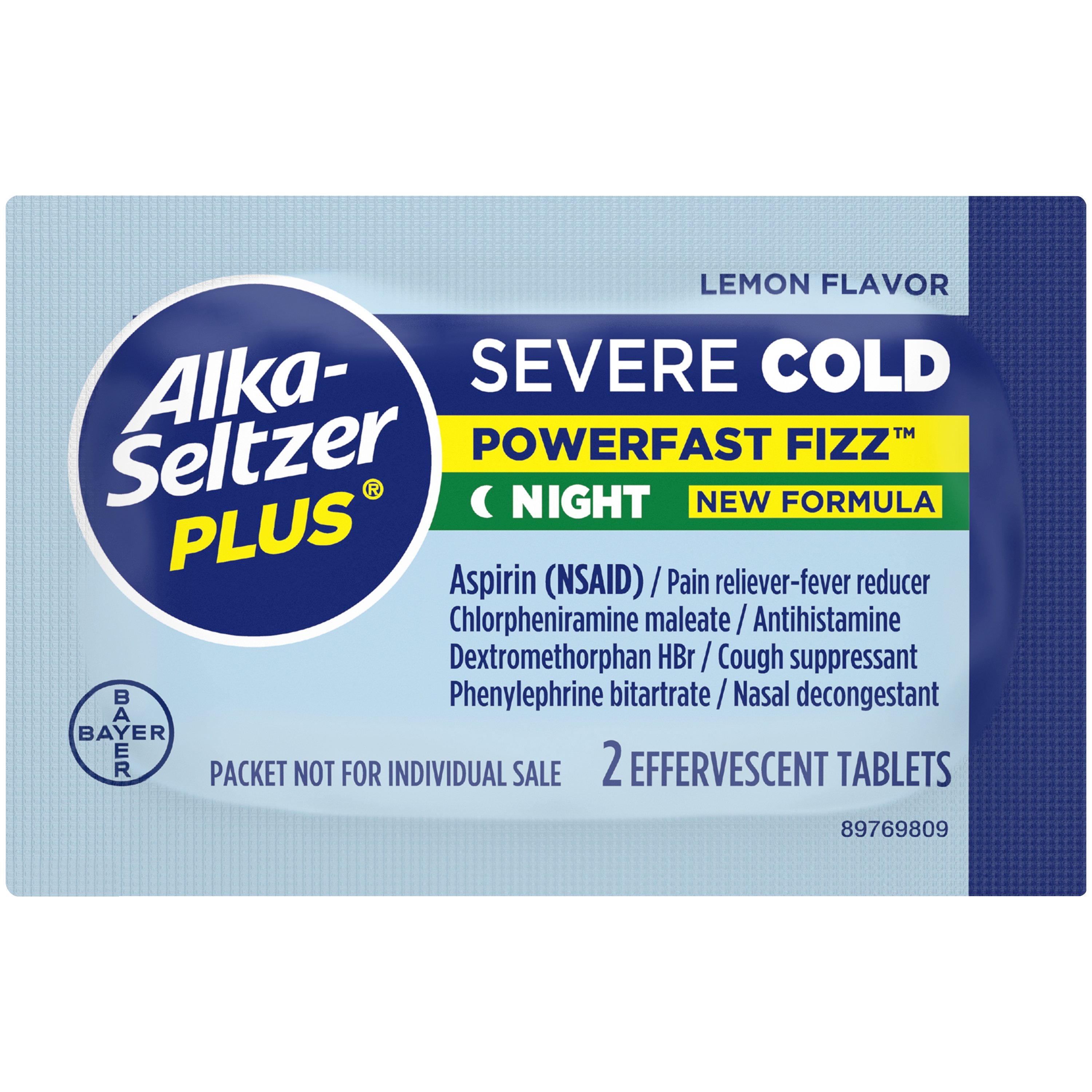 Alka-Seltzer Plus Severe Cold Powerfast Fizz Night Tablets - Lemon ...