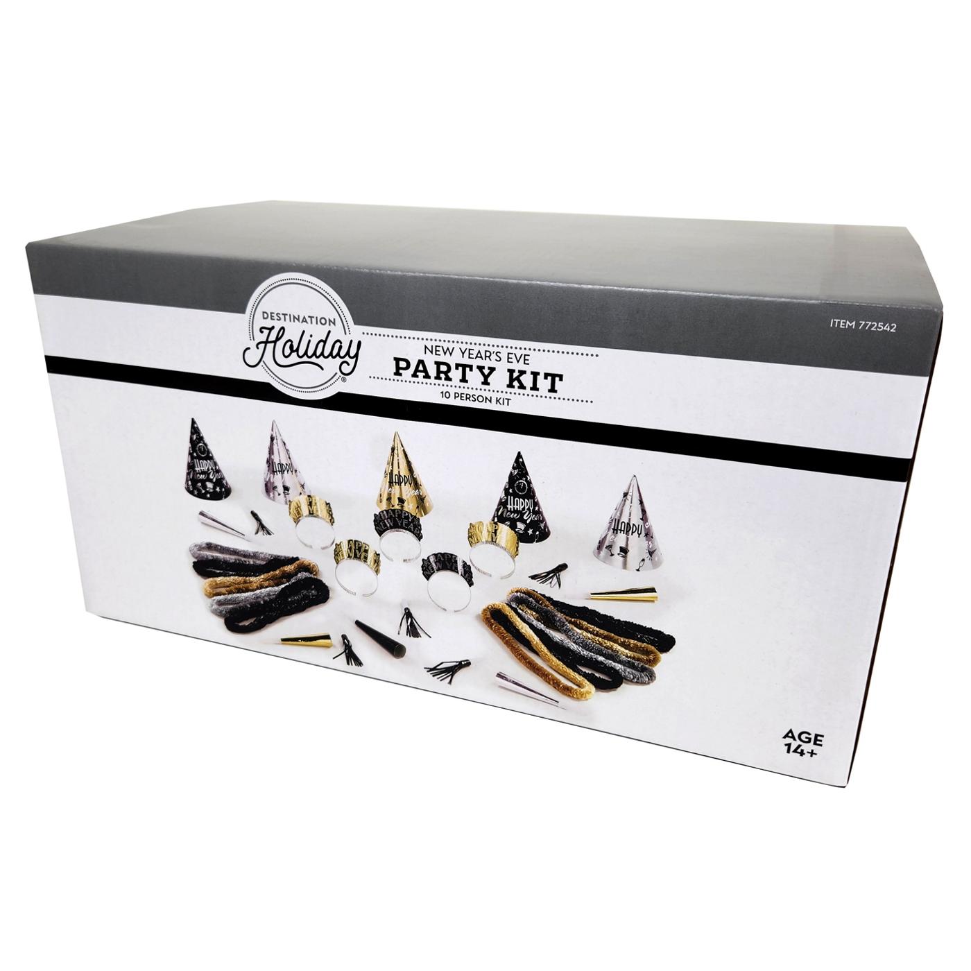 Destination Holiday New Year's Eve 10-Person Party Kit - Black Gold & Silver; image 3 of 3