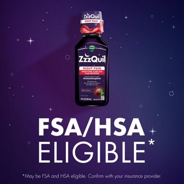 Vicks ZzzQuil Liquid Max Strength Pain Reliever, Nighttime Sleep Aid, Black Cherry Flavor