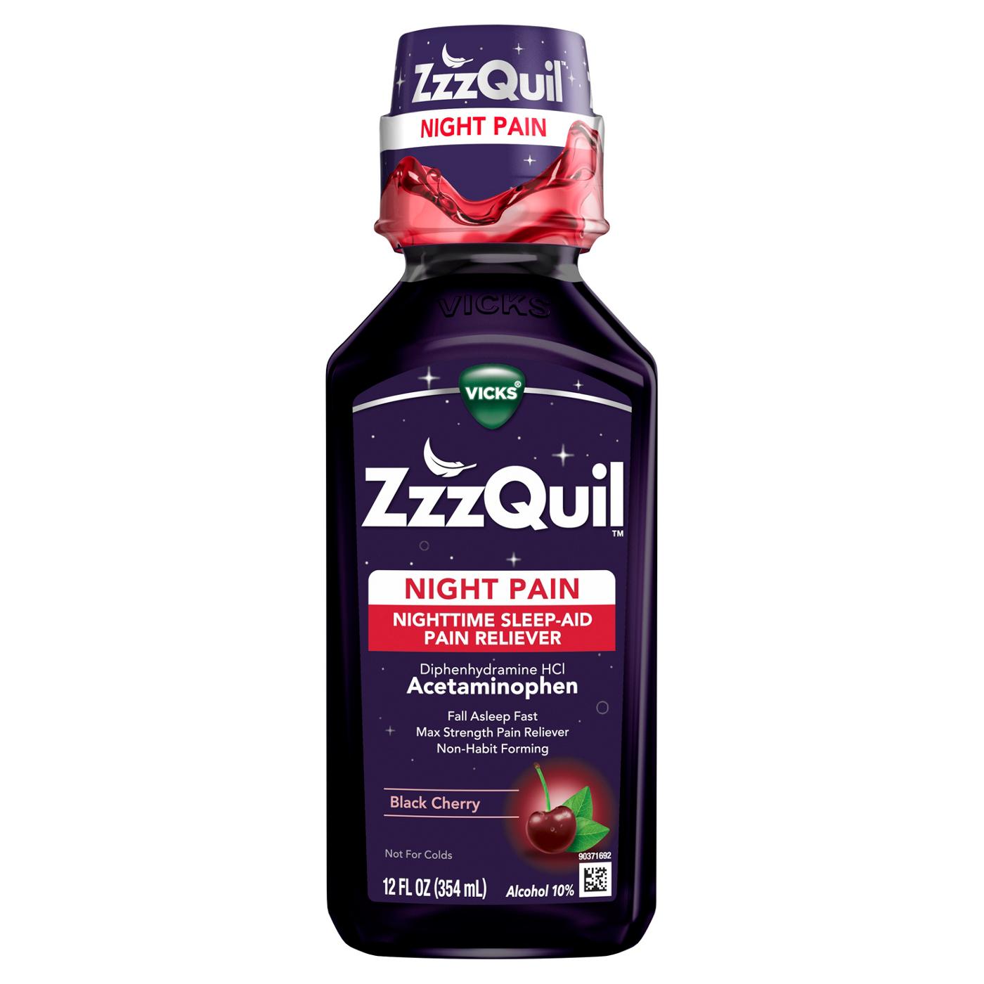 Vicks ZzzQuil Night Pain Liquid - Black Cherry; image 5 of 7