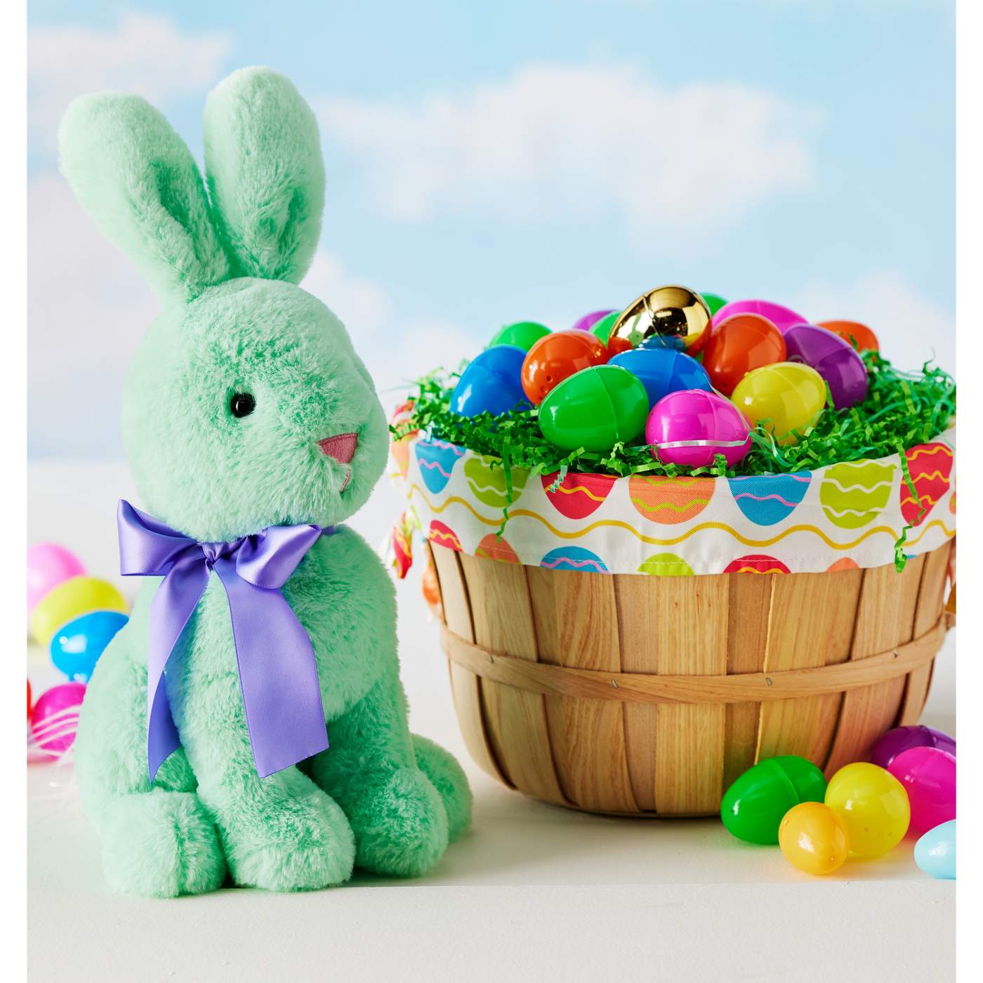 Destination Holiday Easter Bunny Doll with Ribbon – Lime; image 2 of 2