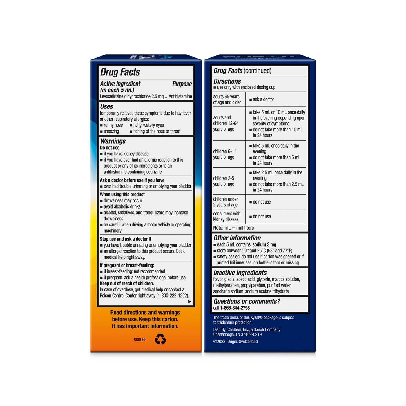 Xyzal Children's 24 Hour Allergy Relief Antihistamine Liquid - Grape; image 9 of 9