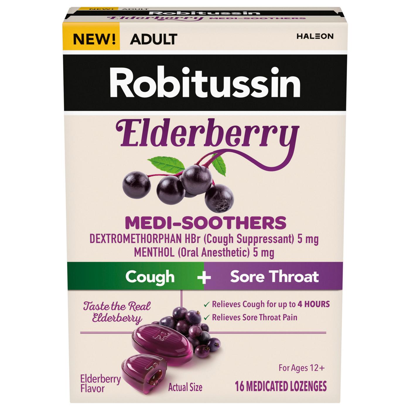 Robitussin Medi-Soothers Cough + Throat Elderberry Lozenges; image 1 of 7