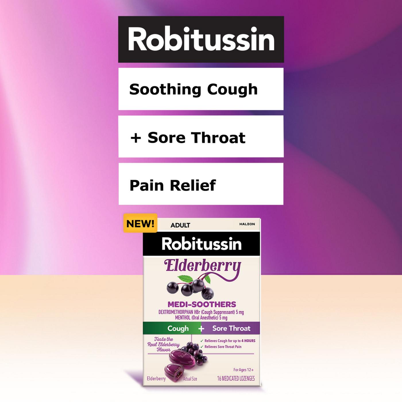 Robitussin Medi-Soothers Cough + Throat Elderberry Lozenges; image 3 of 7