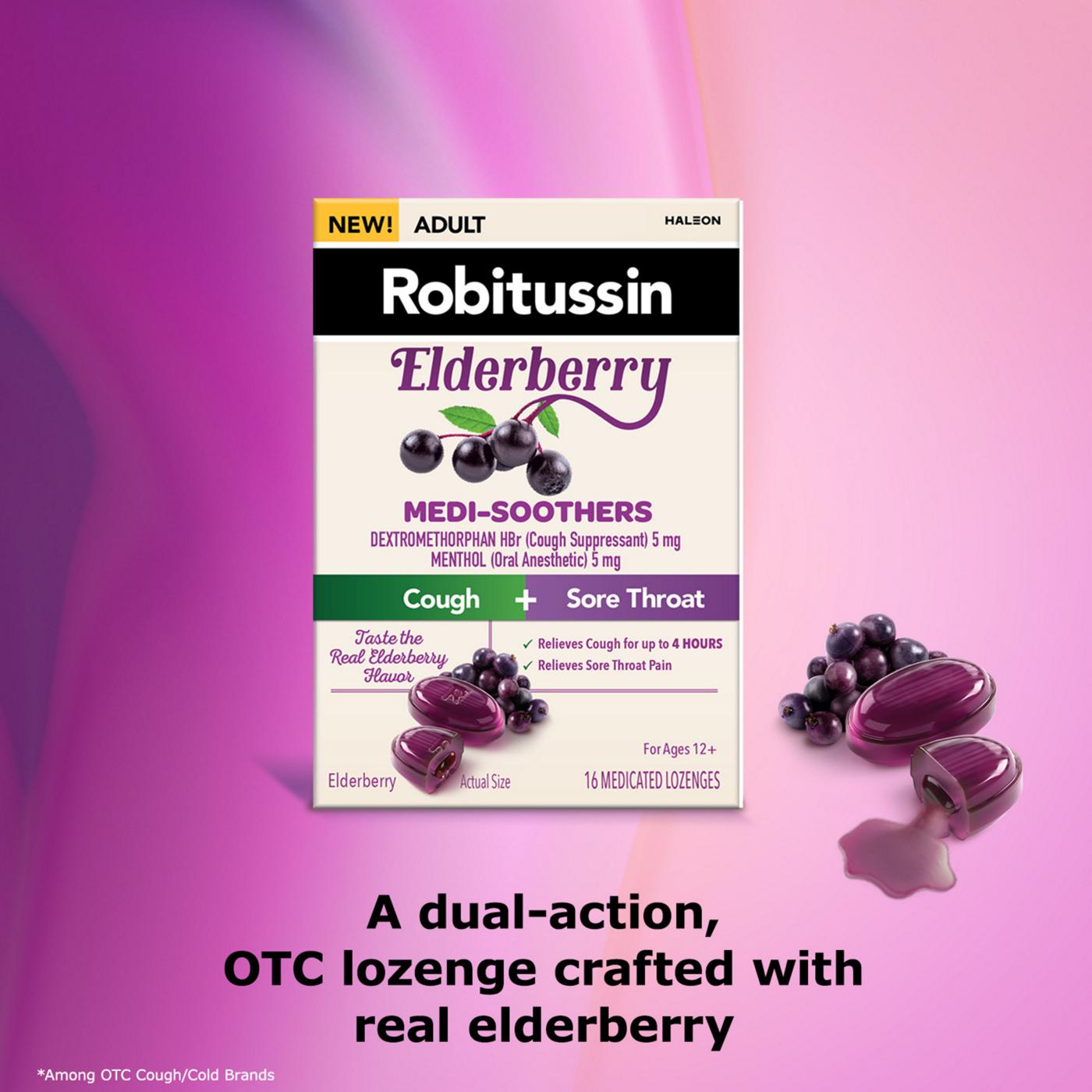 Robitussin Medi-Soothers Cough + Throat Elderberry Lozenges; image 4 of 7