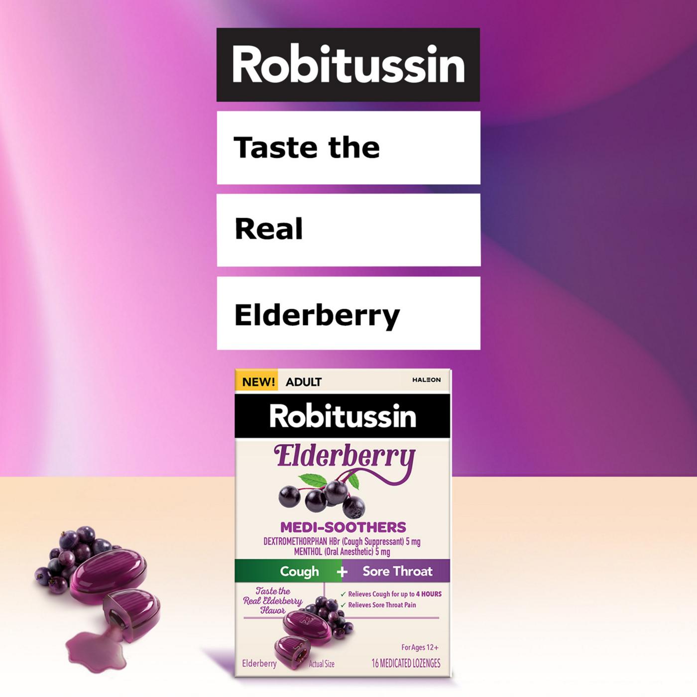 Robitussin Medi-Soothers Cough + Throat Elderberry Lozenges; image 7 of 7