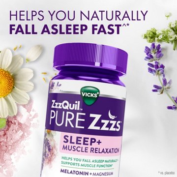 Vicks ZzzQuil PURE Zzzs Gummies, Sleep + Muscle Relaxation, Melatonin & Magnesium