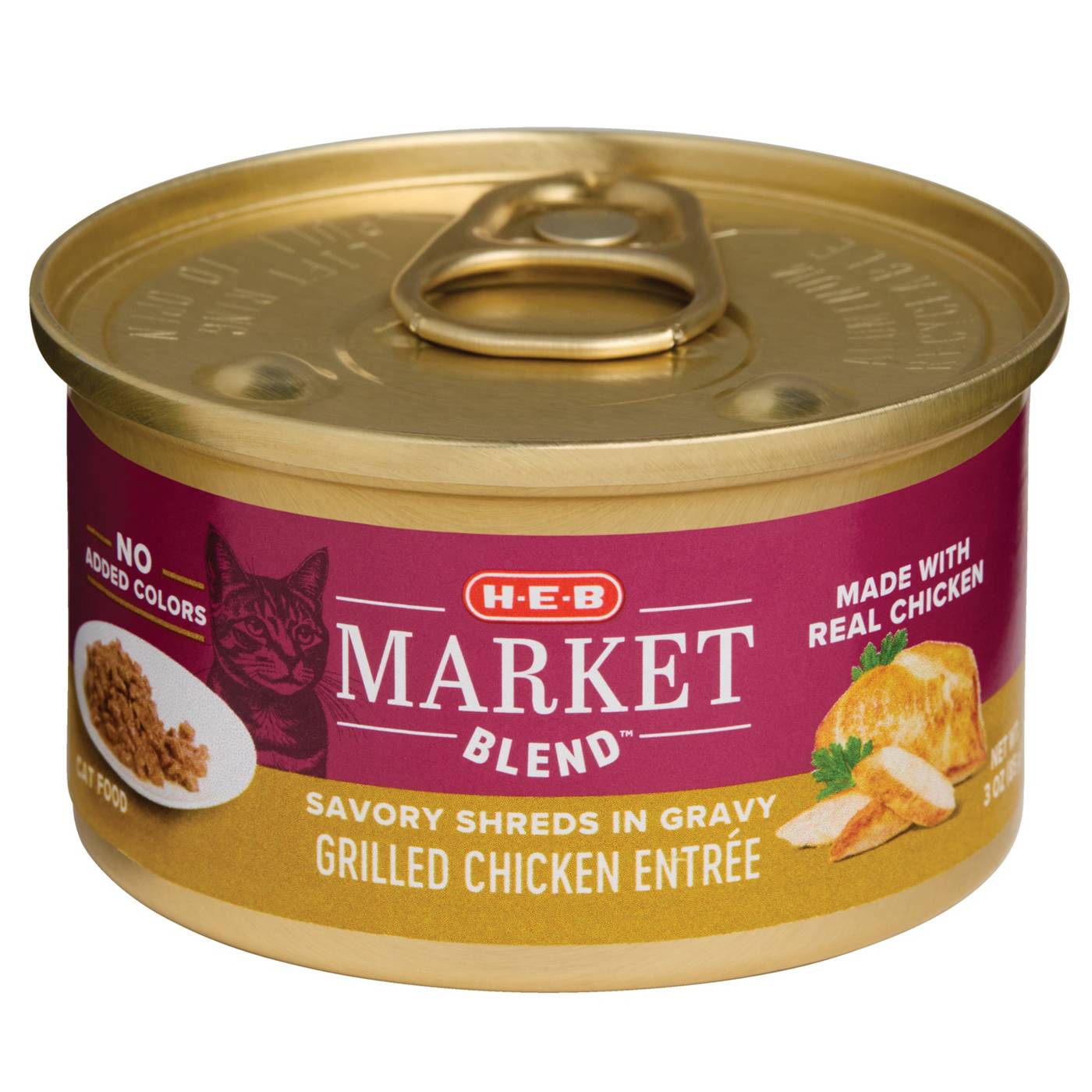 H-E-B Market Blend Savory Shreds Wet Cat Food Can - Grilled Chicken Entrée; image 1 of 2