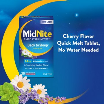 Midnite Back To Sleep 1.5 mg Melatonin Sleep Aid Quick Melt Tablets - Cherry, 30 Tablets, 30 ct