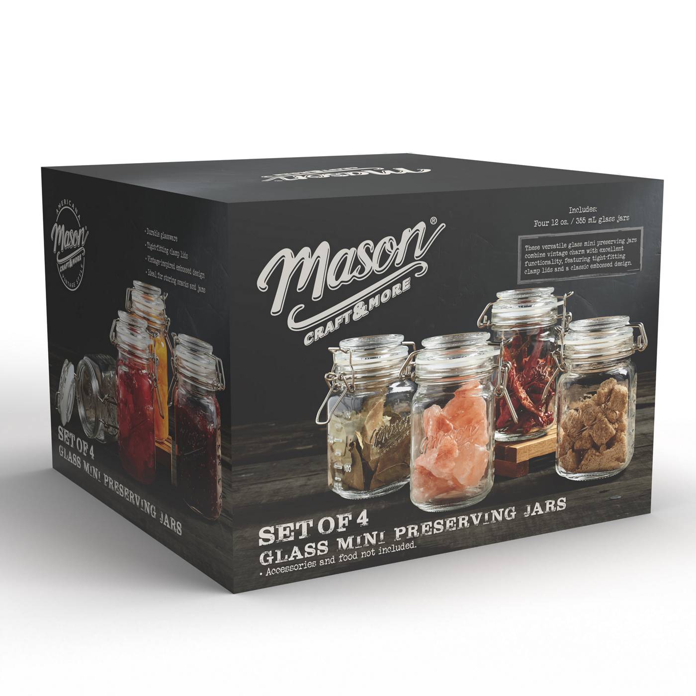 Mason Craft & More Glass Mini Preserving Jars, 12 oz Shop Food