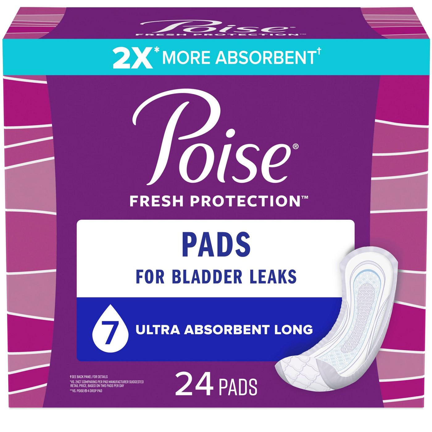 Poise Long Incontinence & Postpartum Pads - 7 Drop Ultra; image 1 of 6