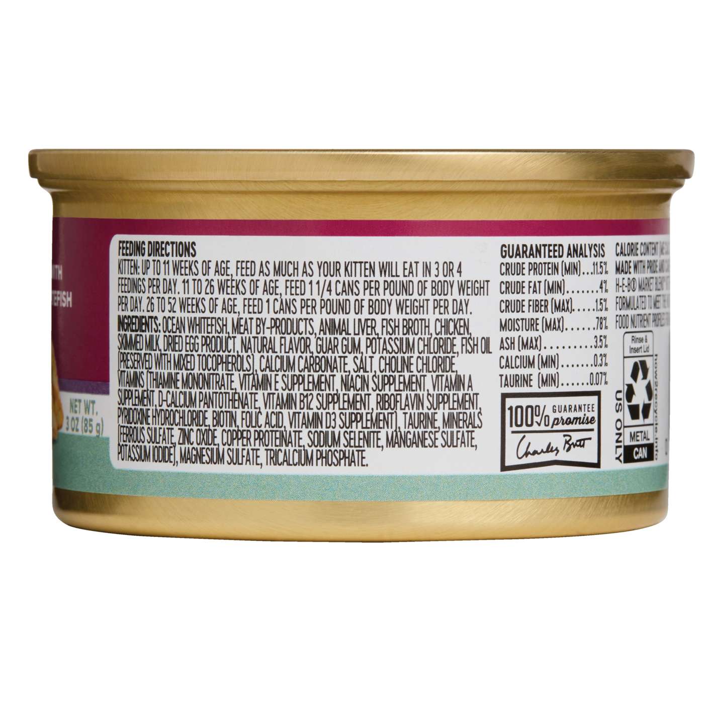 H-E-B Market Blend Classic Pate Wet Kitten Food Can - Whitefish Entrée; image 2 of 2