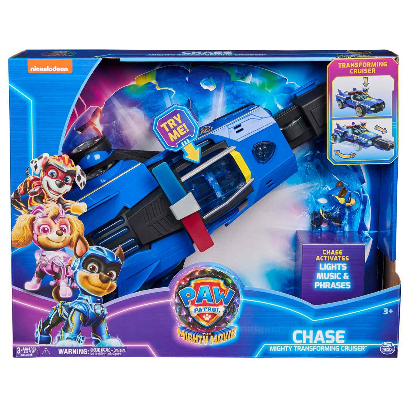 PAW Patrol The Mighty Movie - Pup Squad Transforming Aircraft Carrier HQ  avec Chase et