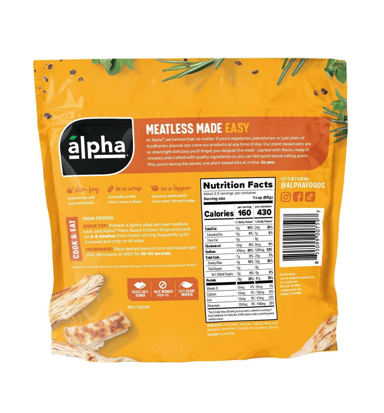 Alpha Frozen Plant-Based Homestyle Chik'n Strips; image 2 of 2