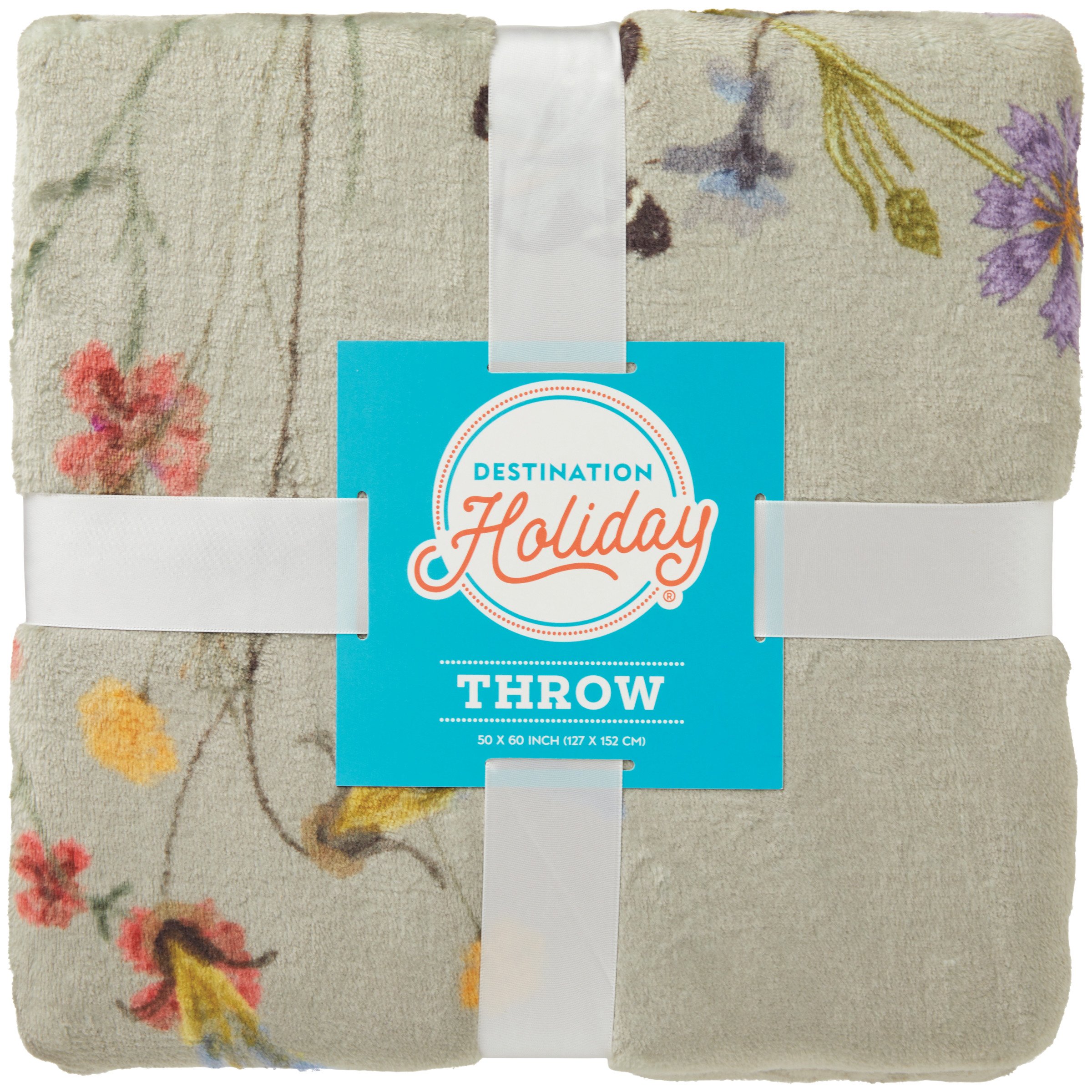 Destination Holiday Floral Plush Throw Blanket - Green - Shop