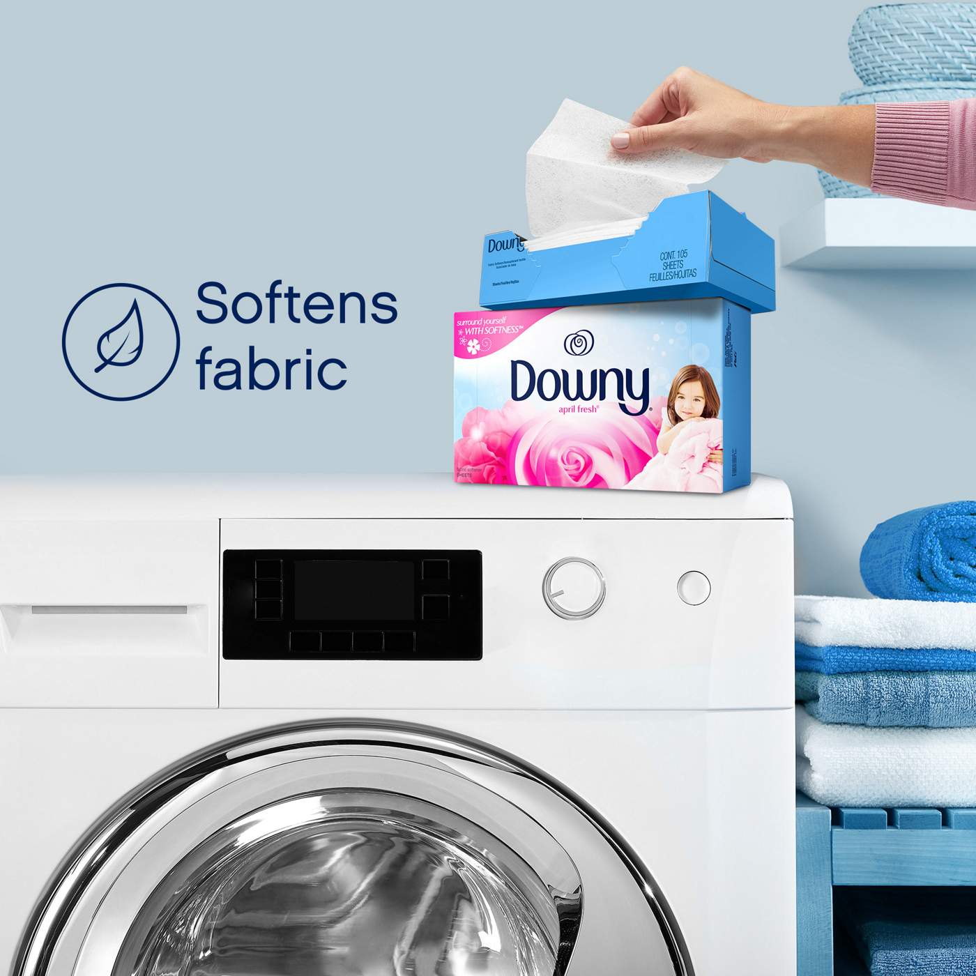 Downy Fabric Softener Dryer Sheets - April Fresh; image 2 of 10