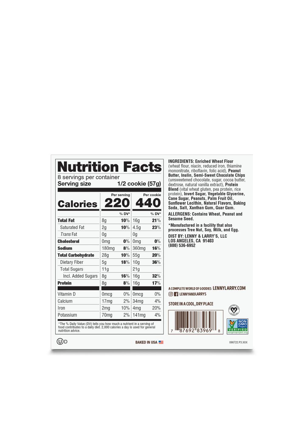 Lenny & Larry's The Complete Cookie Multipack - 16g Protein Peanut Butter Chocolate Chip; image 3 of 3