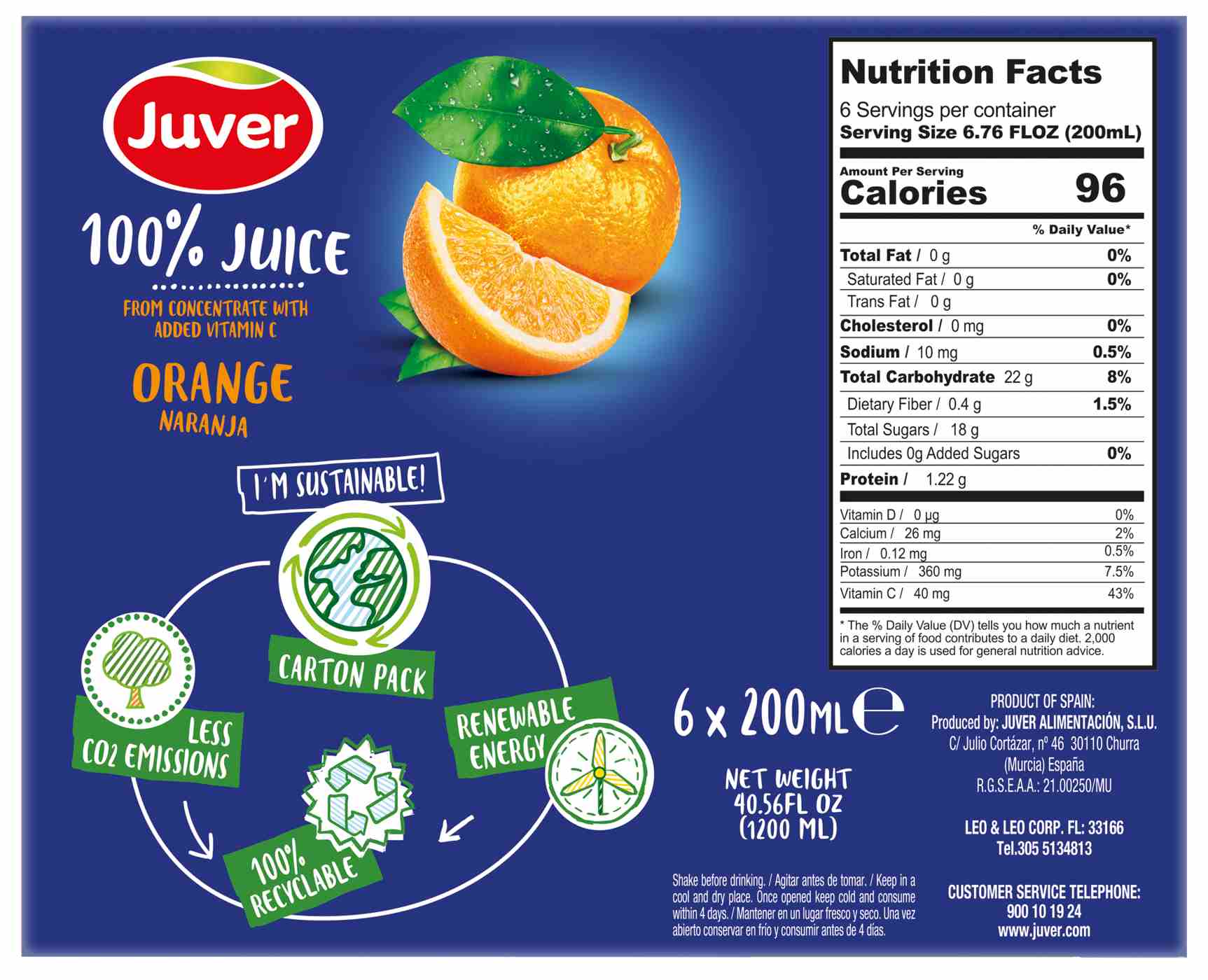 Juver 100% Orange Juice 6.76 oz Boxes; image 3 of 4