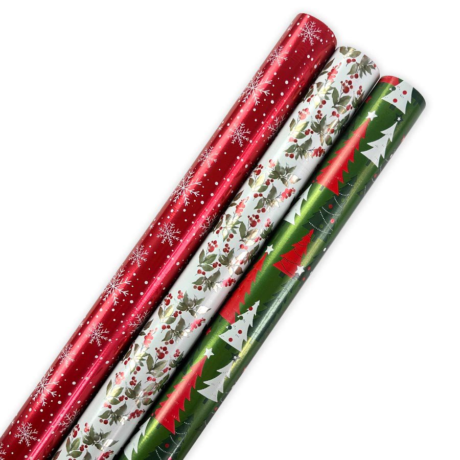 Destination Holiday Reversible Christmas Gift Wrap Rolls - Assorted ...