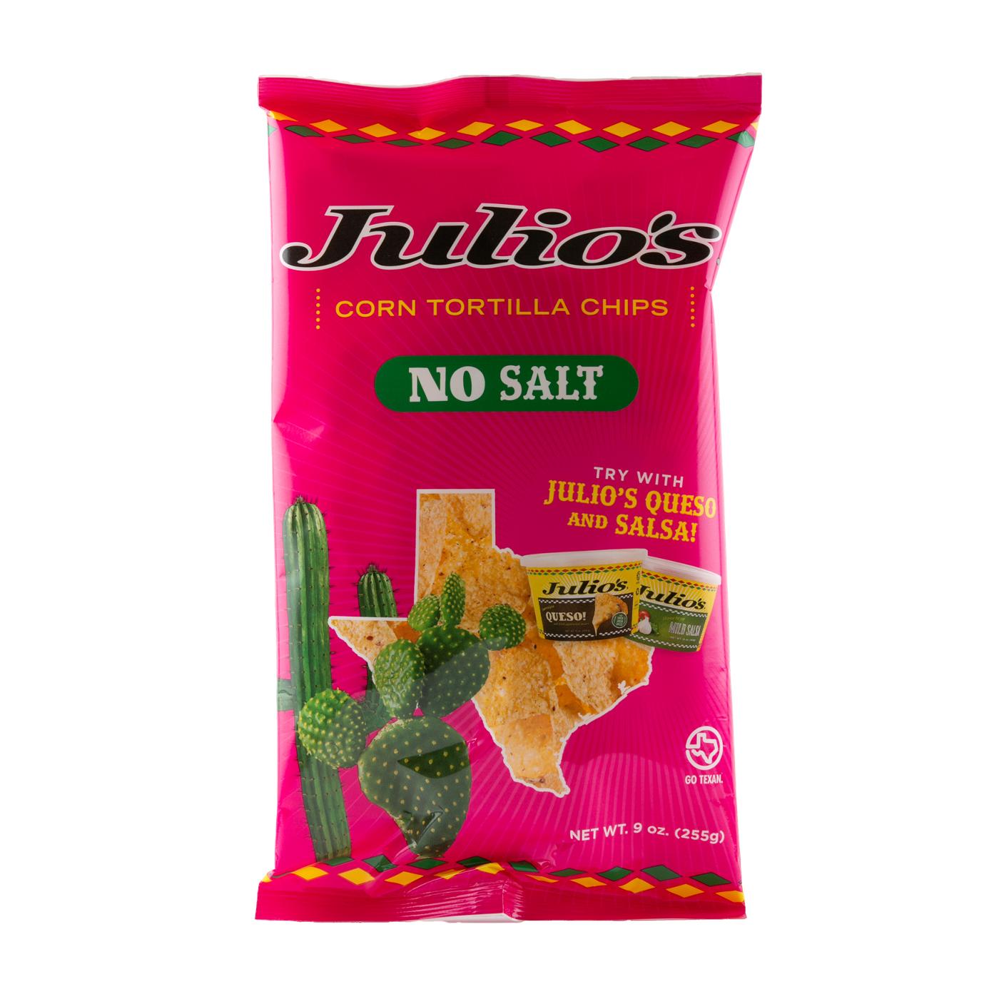 Julio's No Salt Corn Tortilla Chips; image 1 of 2