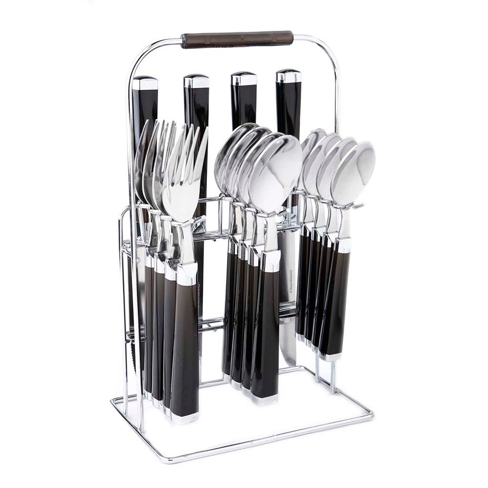 Cambridge Flatware Set with Hanging Rack Temptation Black Shop