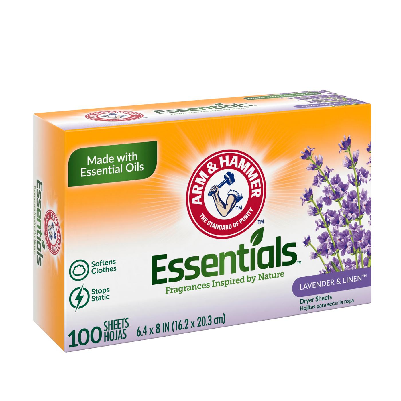 Arm & Hammer Essentials Fabric Softener Dryer Sheets - Lavender & Linen; image 2 of 13