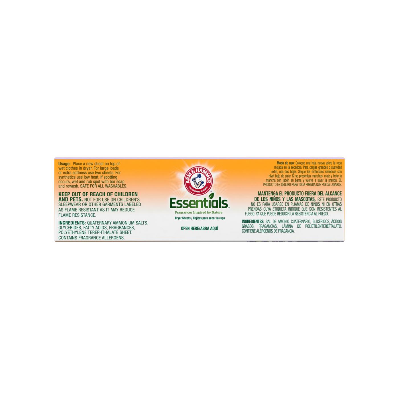 Arm & Hammer Essentials Fabric Softener Dryer Sheets - Lavender & Linen; image 5 of 13