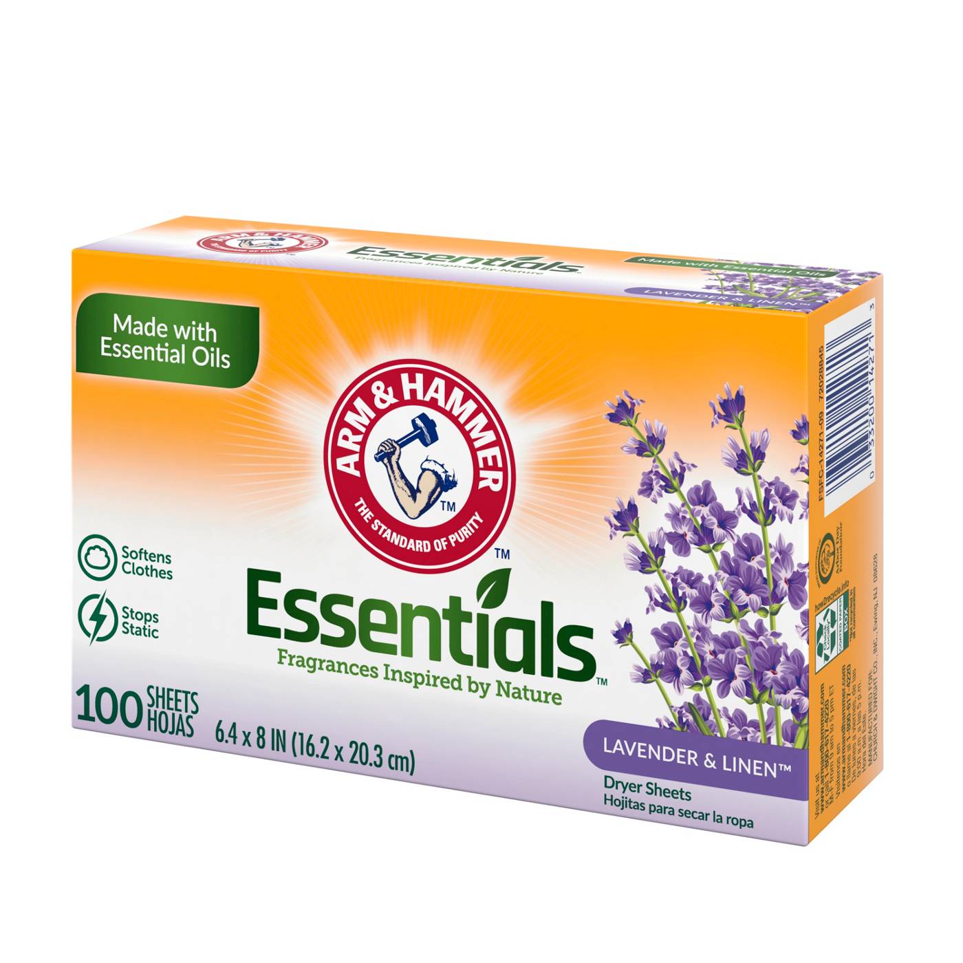 Arm & Hammer Essentials Fabric Softener Dryer Sheets - Lavender & Linen; image 11 of 13