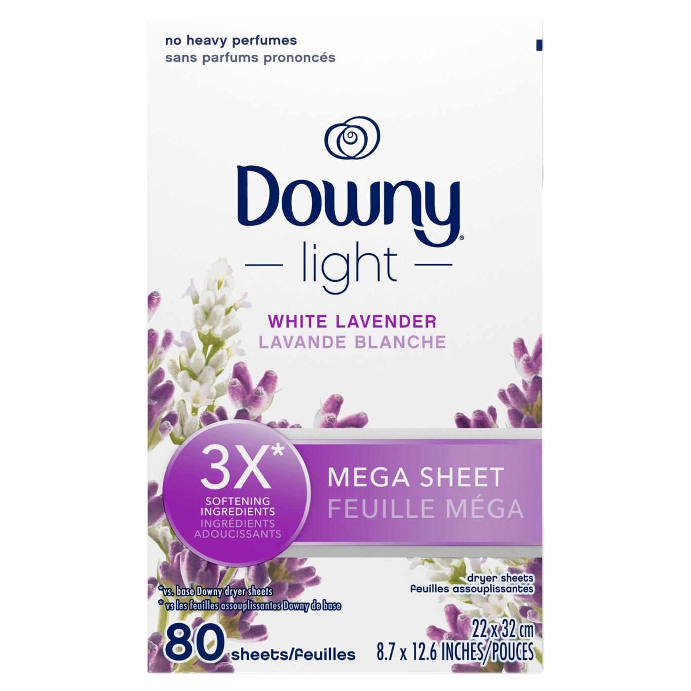 Downy Light Fabric Softener Mega Dryer Sheets - White Lavender; image 2 of 2