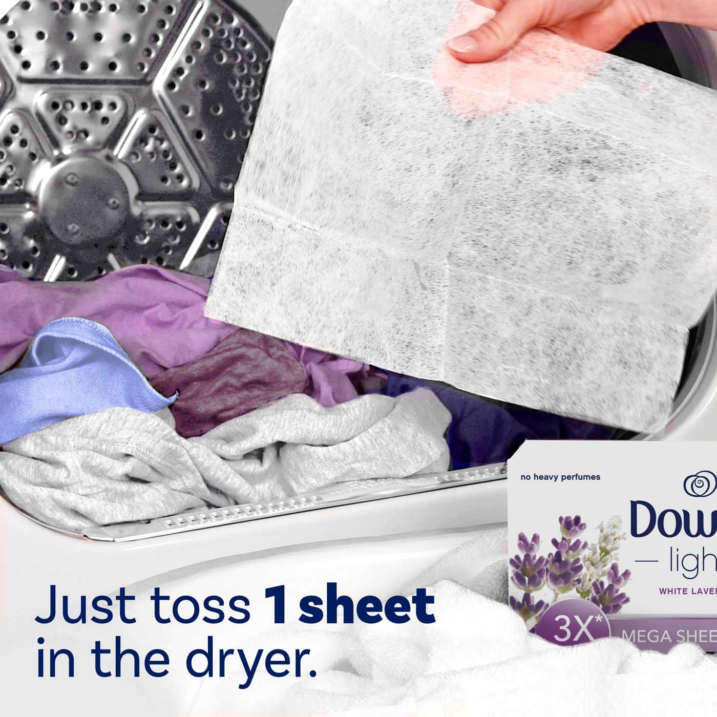 Downy Light Mega Fabric Softener Dryer Sheets - White Lavender; image 9 of 10