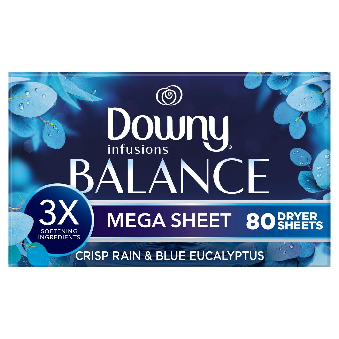 Downy Infusions Balance Fabric Softener Mega Dryer Sheets - Crisp Rain & Blue Eucalyptus; image 1 of 2