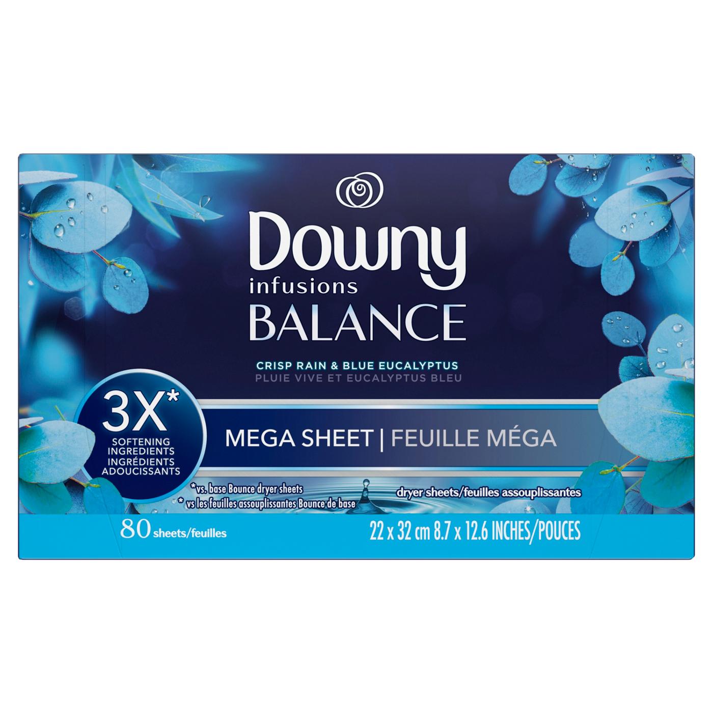 Downy Infusions BALANCE Mega Dryer Sheets Laundry Fabric Softener - Crisp Rain and Blue Eucalyptus; image 10 of 10