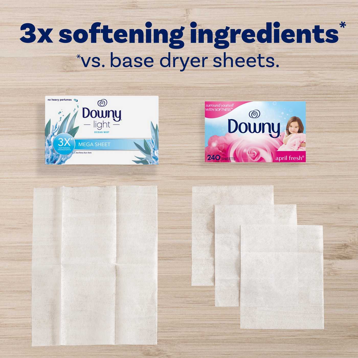 Downy Light Mega Fabric Softener Dryer Sheets - Ocean Mist; image 4 of 9