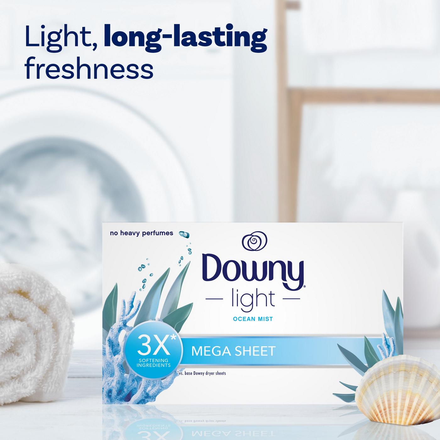 Downy Light Mega Fabric Softener Dryer Sheets - Ocean Mist; image 9 of 9