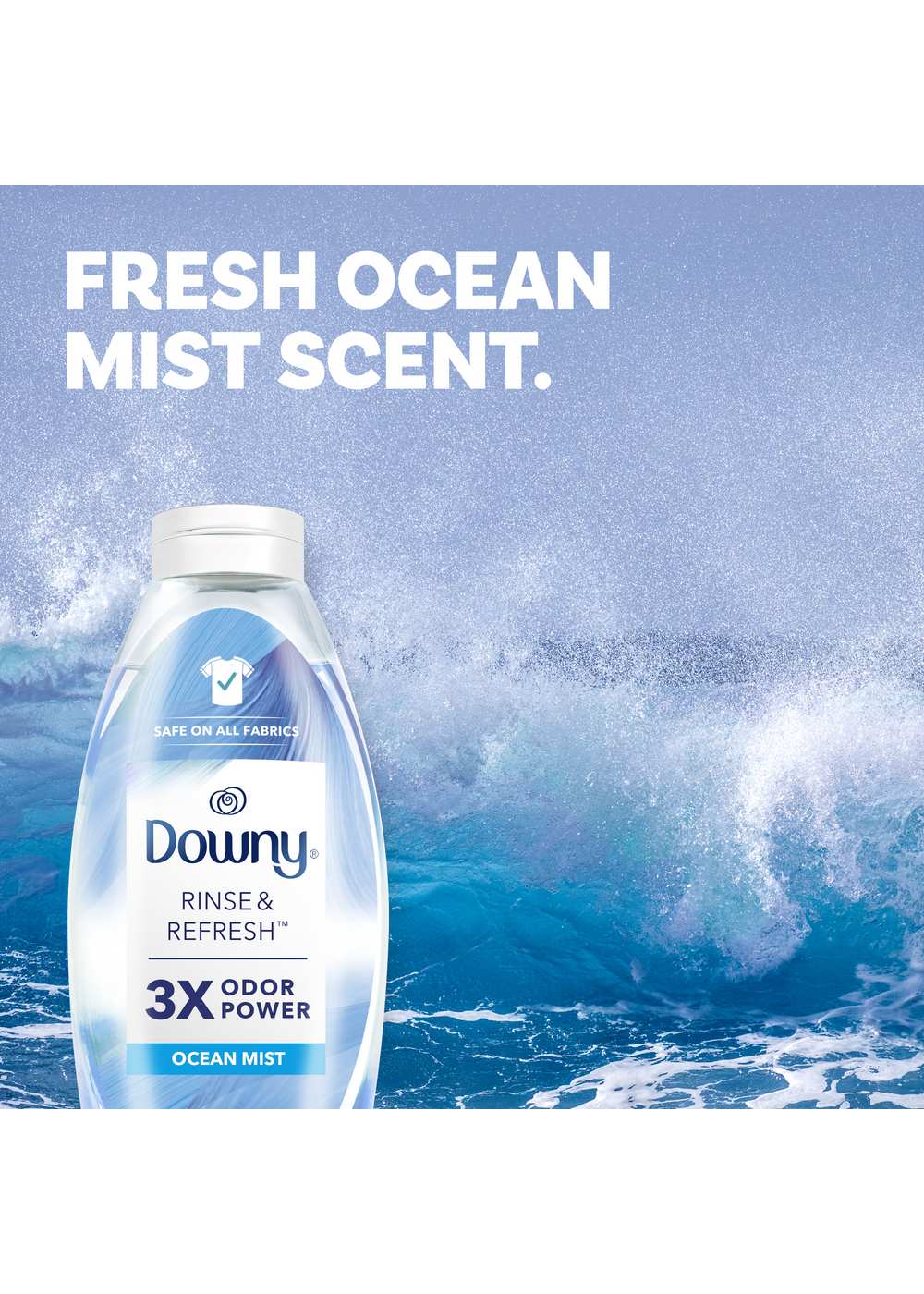 Downy Rinse & Refresh Laundry Odor Remover & Fabric Softener HE Compatible - Ocean Mist Scent; image 3 of 10