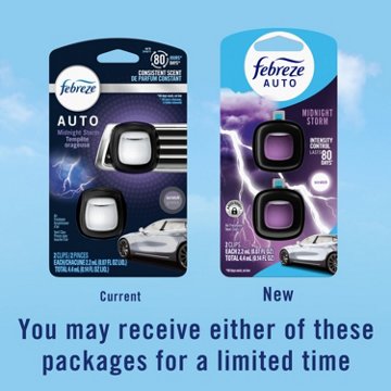 Febreze Auto Air Freshener Odor-Fighting Automotive Vent Clip - Midnight Storm Scent
