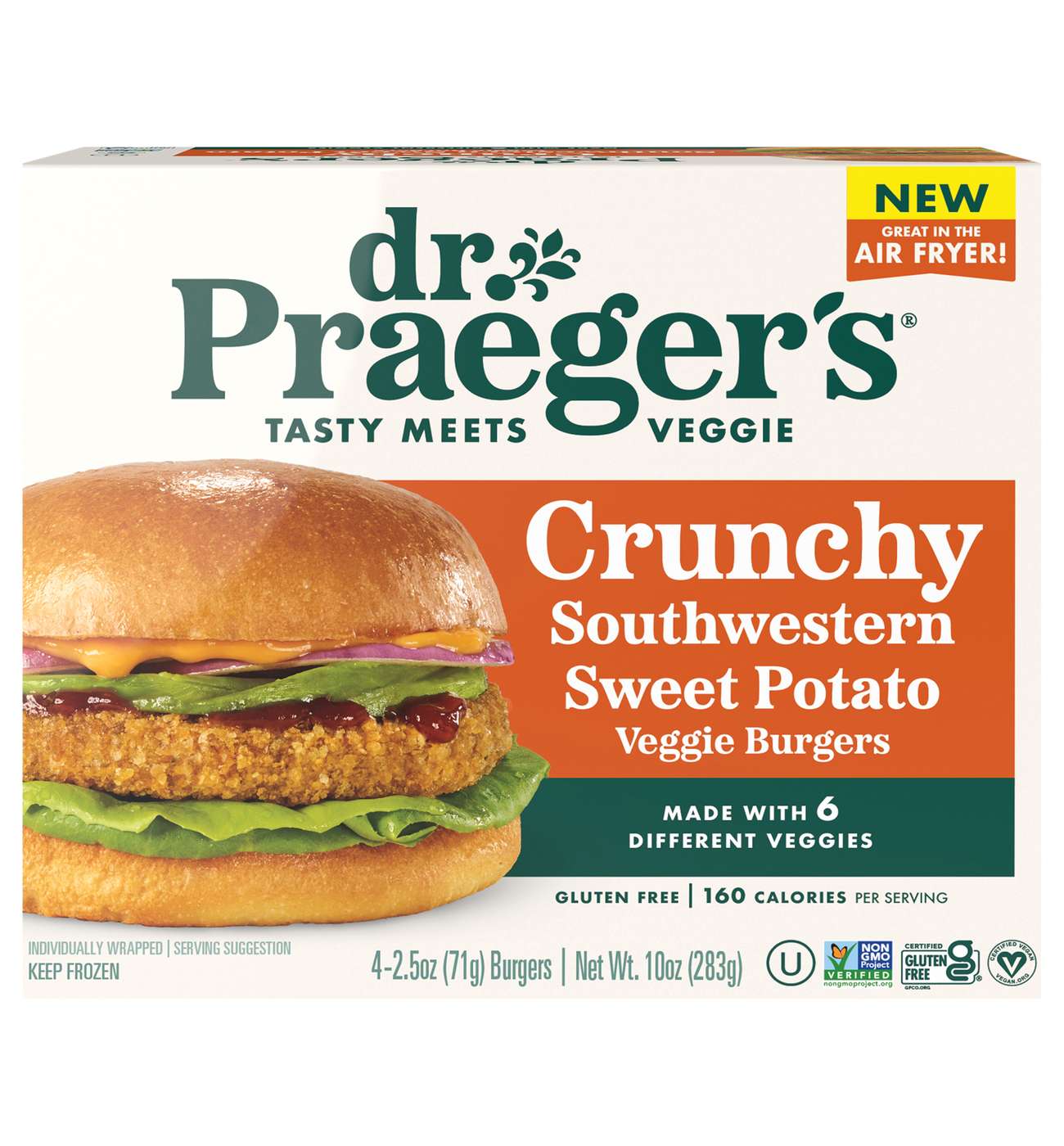 Dr. Praeger's Crunchy Southwestern Sweet Potato Veggie Burgers; image 1 of 4