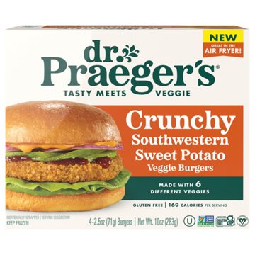 Dr. Praeger's Crunchy Southwestern Sweet Potato Veggie Burgers, 4 ct