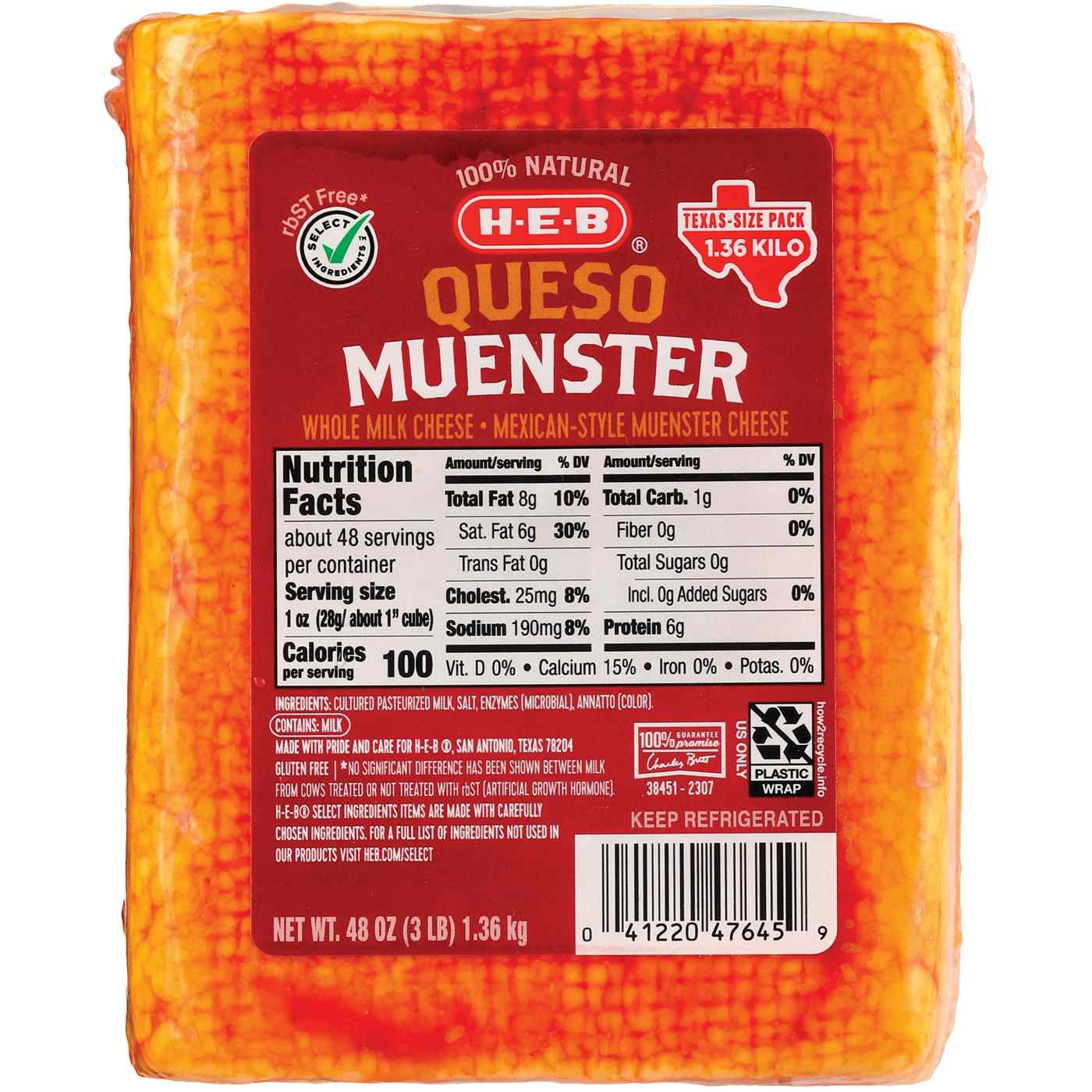 H-E-B Queso Muenster Mexican Style Cheese – Texas-Size Pack; image 1 of 2