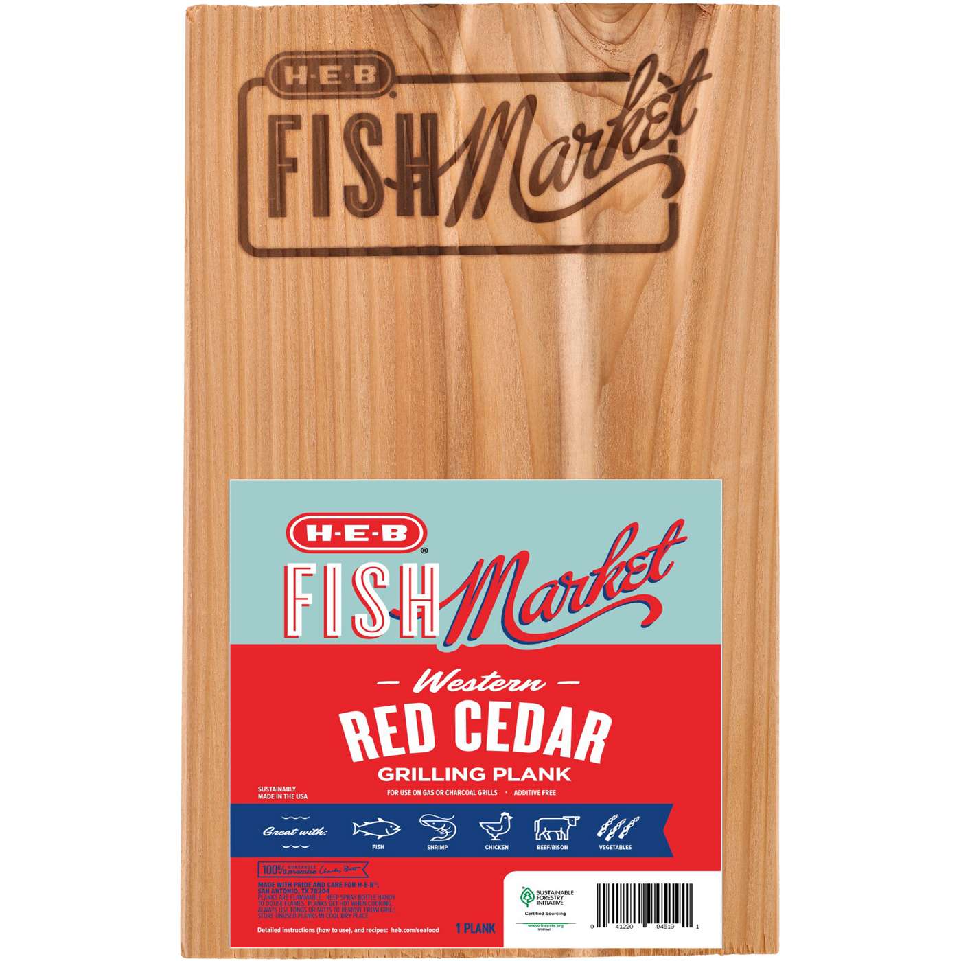 H-E-B Fish Market Red Cedar Grilling Plank; image 1 of 3