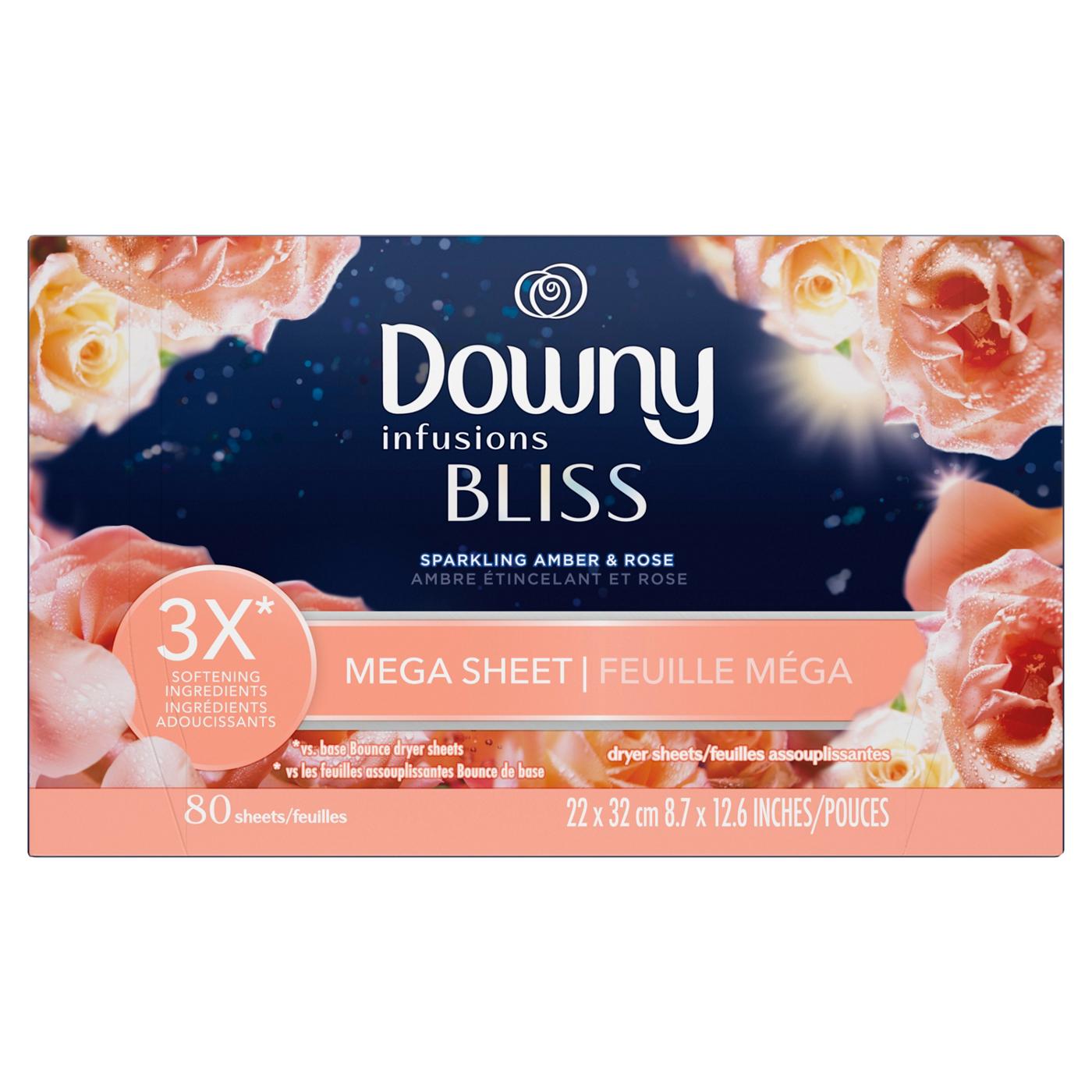 Downy Infusions BLISS Mega Dryer Sheets Laundry Fabric Softener - Amber and Rose; image 4 of 10