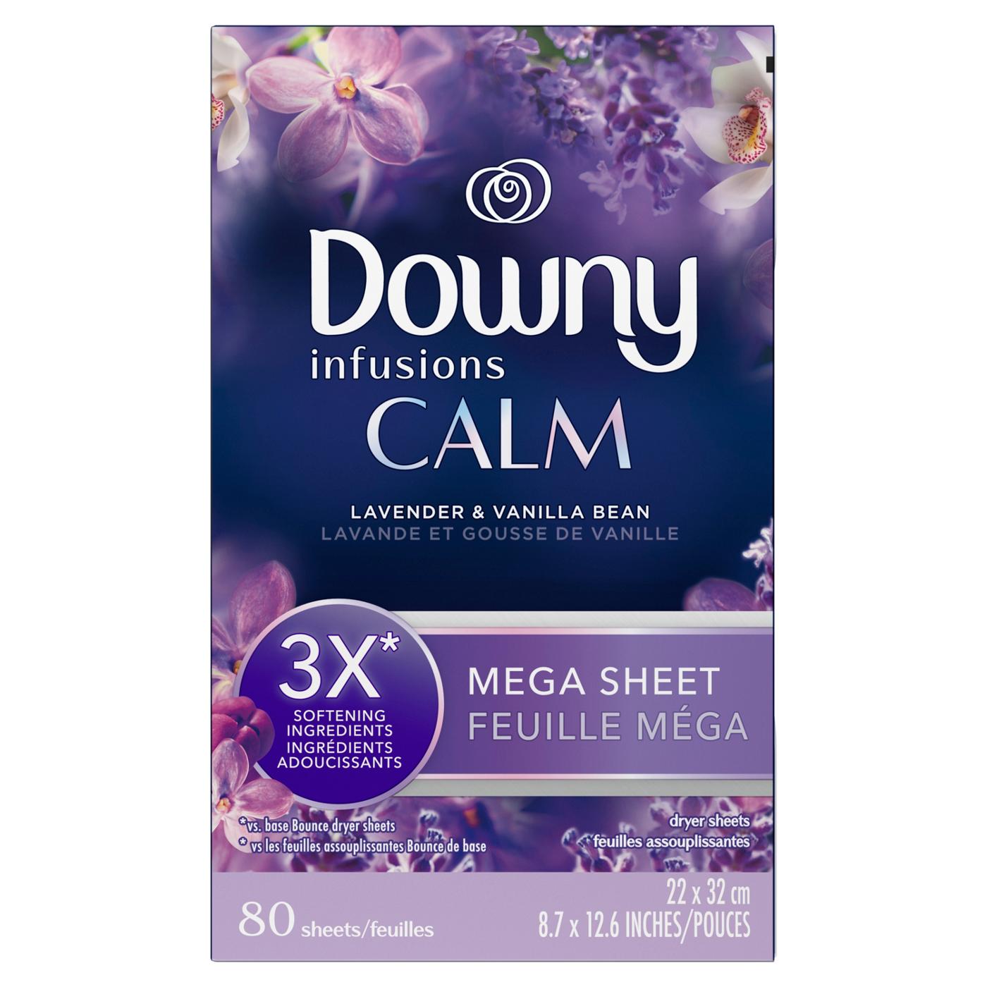 Downy Infusions CALM Mega Dryer Sheets Laundry Fabric Softener - Lavender and Vanilla Bean; image 2 of 10