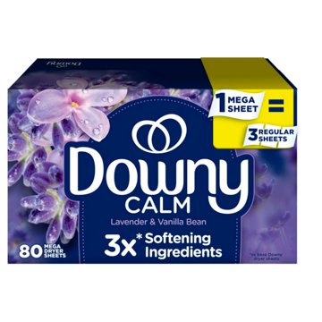 Downy Infusions CALM Mega Dryer Sheets Laundry Fabric Softener - Lavender & Vanilla Bean, 80 ct
