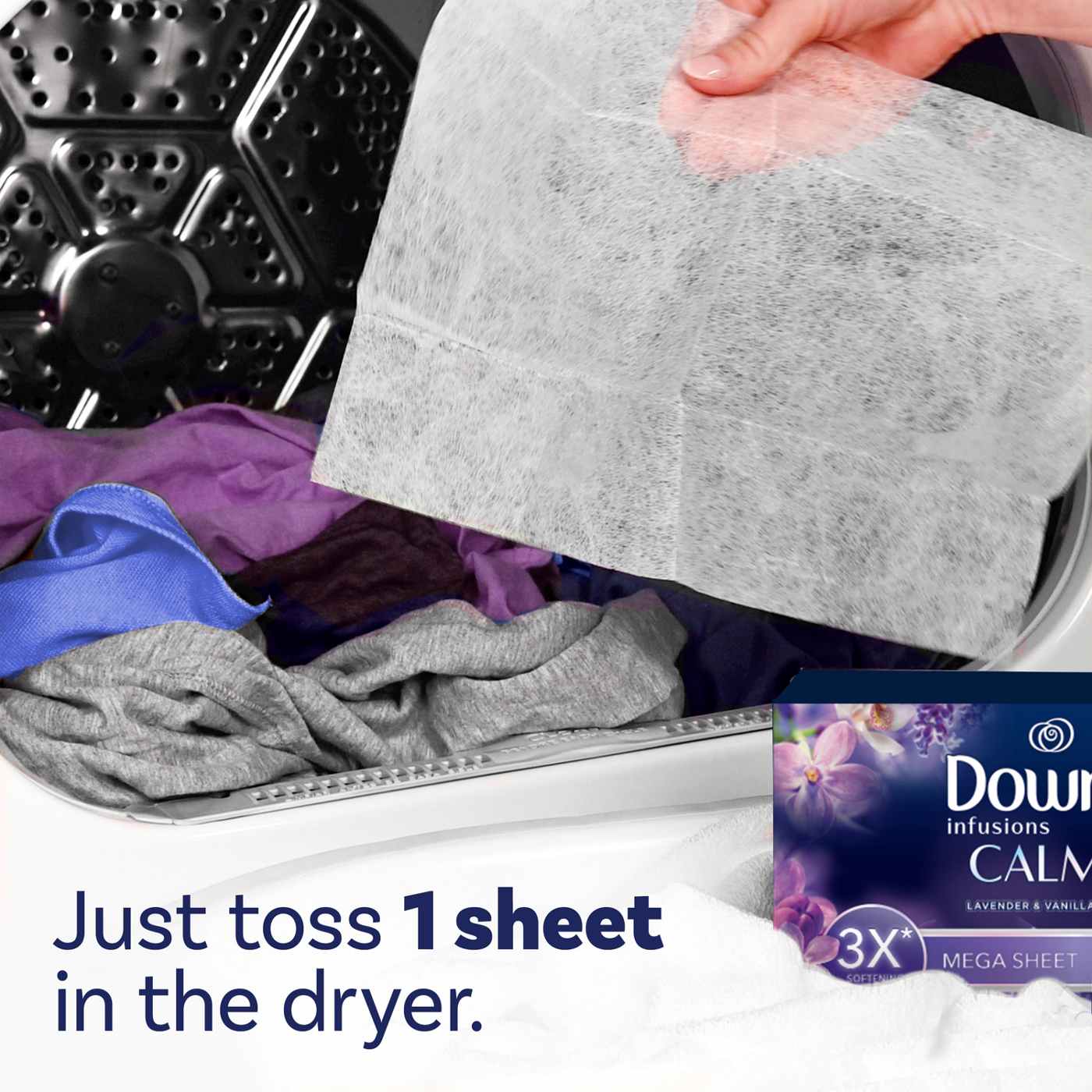 Downy Infusions CALM Mega Dryer Sheets Laundry Fabric Softener - Lavender and Vanilla Bean; image 6 of 10