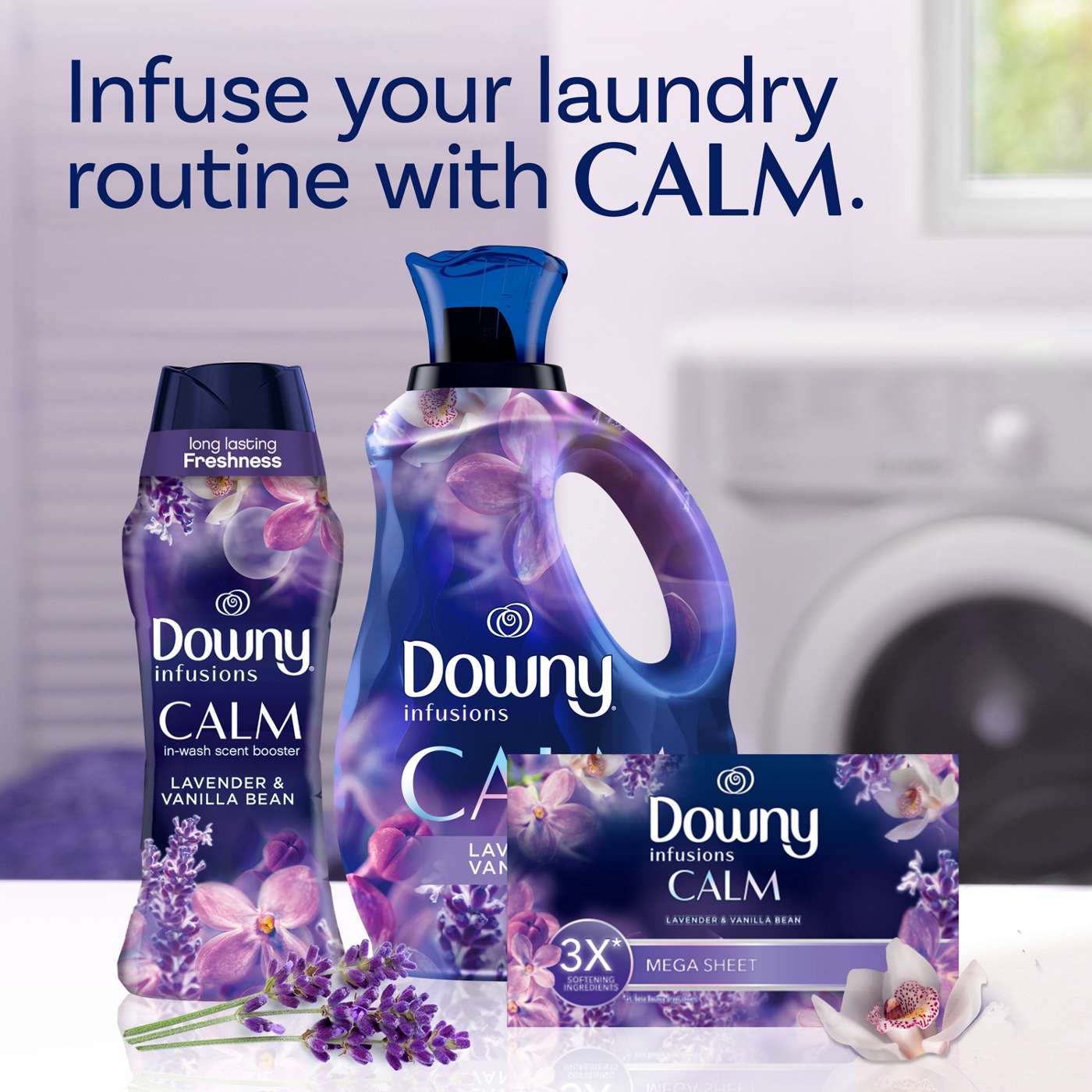 Downy Infusions CALM Mega Dryer Sheets Laundry Fabric Softener - Lavender and Vanilla Bean; image 7 of 10