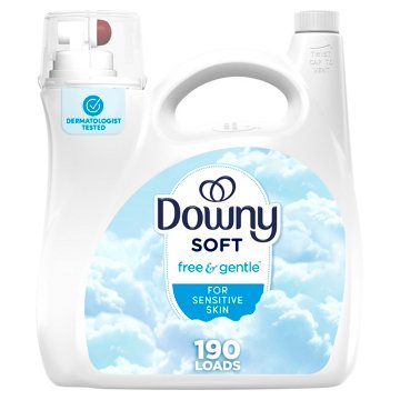 Downy Soft Free & Gentle Liquid Fabric Conditioner, 190 Loads, 140 oz