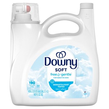 Downy Soft Free & Gentle Liquid Fabric Conditioner, 190 Loads, 140 oz